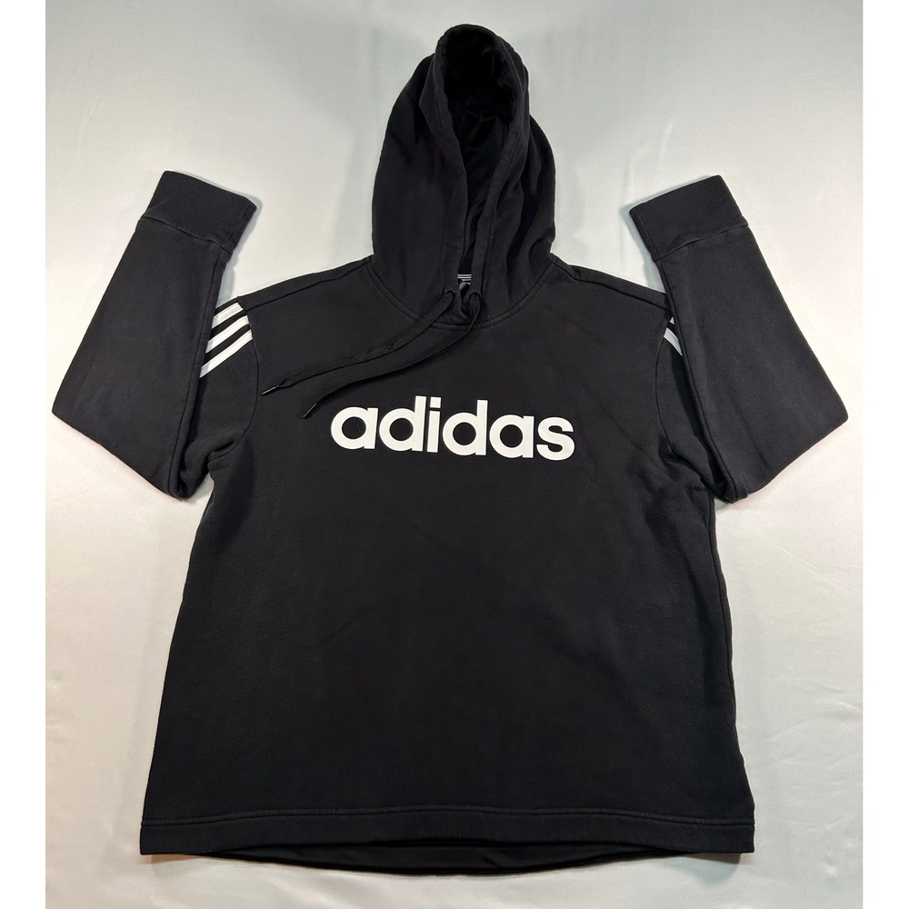Adidas Essentials Linear Pullover Hoodie Black White‎ XL FL4889 Mens